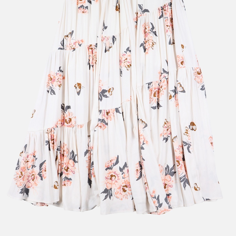 Free People All I Got Maxi Dress Butterfly Effect Floral Tiered Cream Pink 6 - Picture 6 of 13